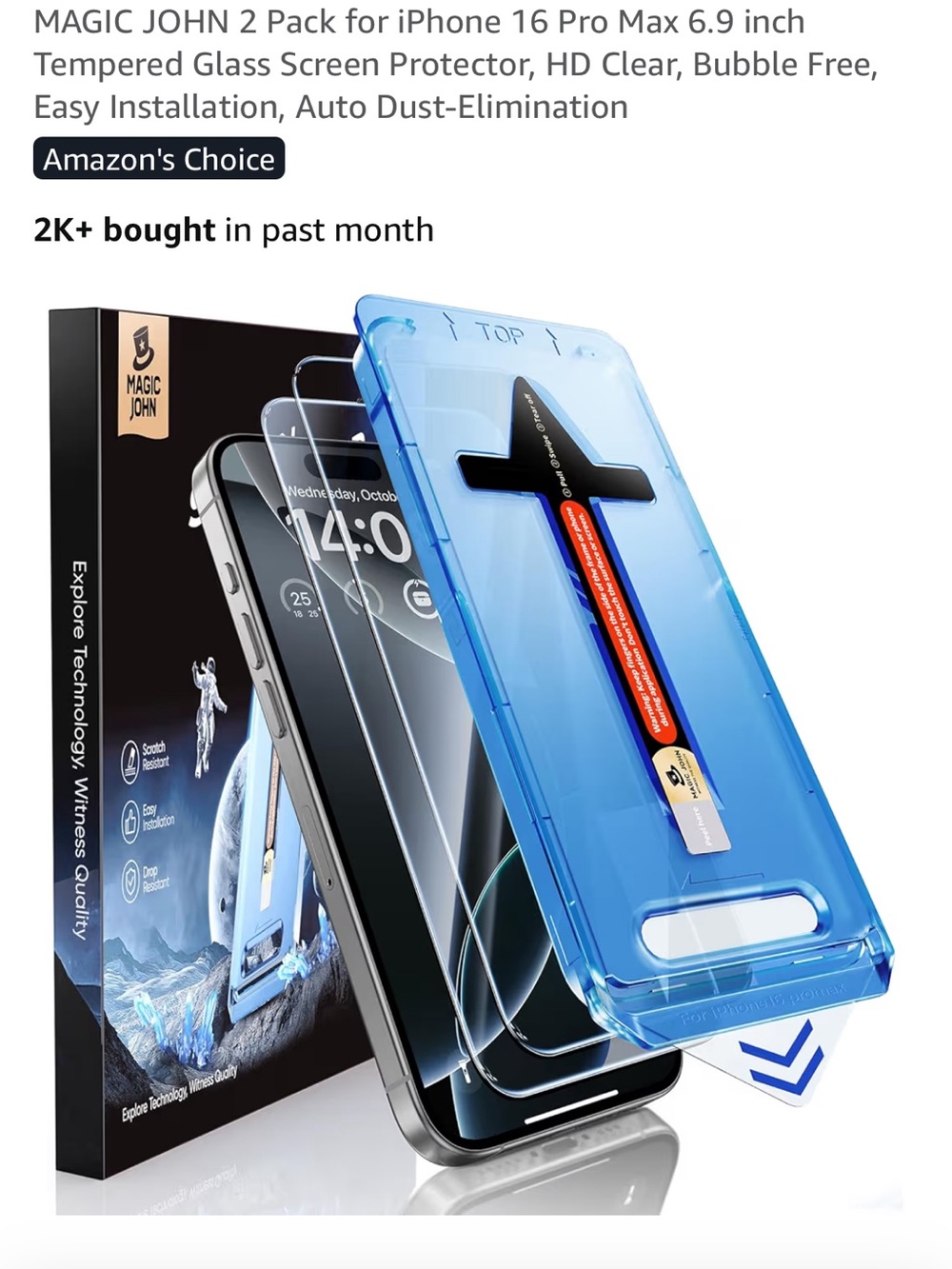 MAGIC JOHN iPhone Screen Protector Installation Frame - Set of 2 16 PRO MAX